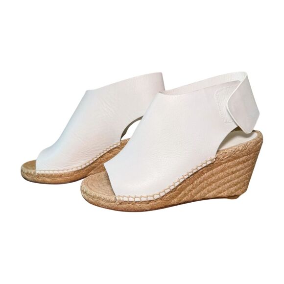 Celine White Leather Espadrille Wedge Sandals, Size 36 (US 5.5/6) - Picture 1 of 6